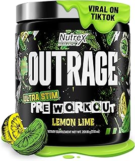 Outrage Ultra HIGH STIM Pre-Workout Powder for Men | 400mg Caffeine, L-Citrulline, Beta-Alanine, Creatine | Extreme Energy, Focus, Strength & Endurance (30 Servings, Lemon Lime)