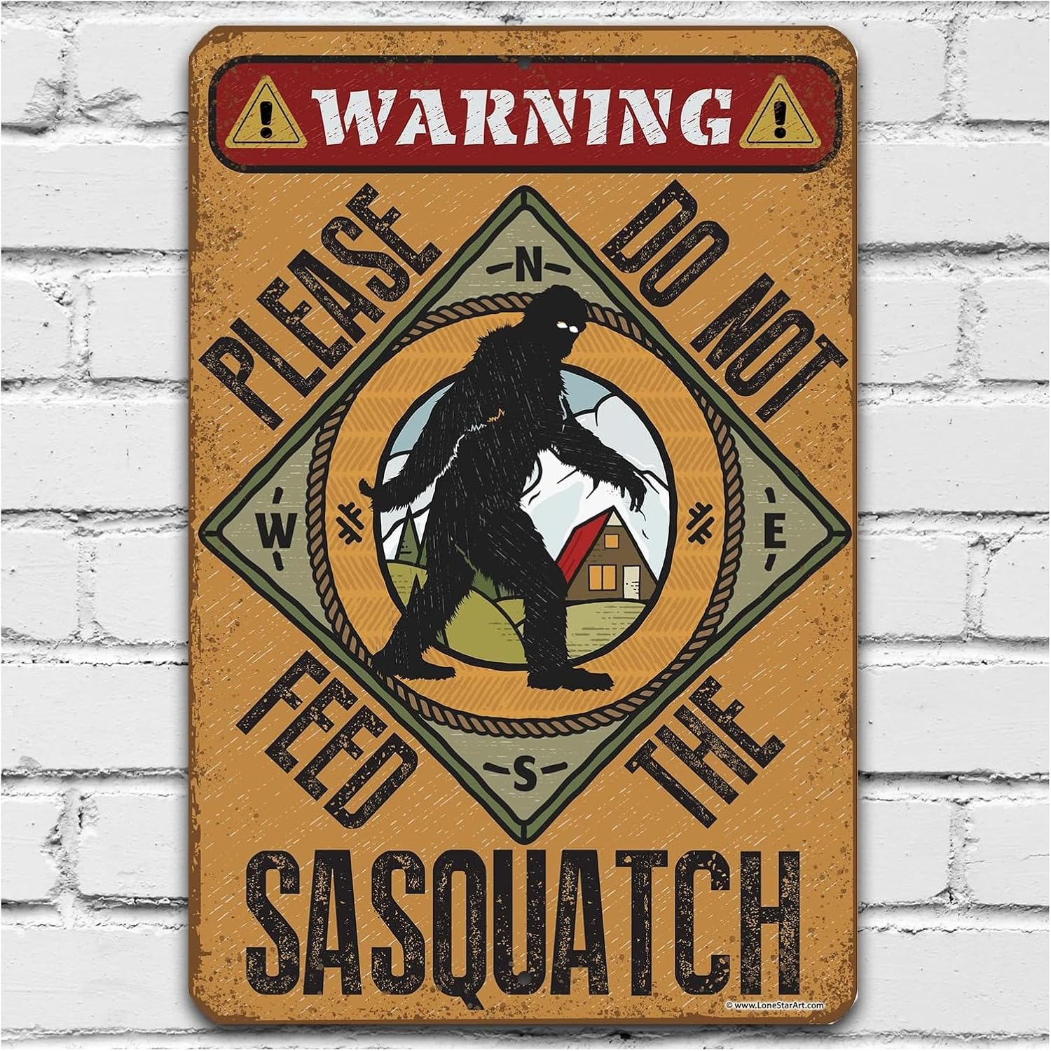 Do Not Feed The Sasquatch - Funny Garden and Yard Decor, Sasquatch Warning Sign Outdoor Decor, Cabin and Camping Accessories, 12x18 Use Indoors or Outdoors Durable Metal Tin Sign