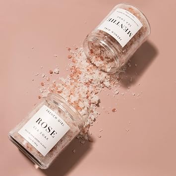 French Girl Mint Bath Salts - Soothing Epsom Salt for Soaking, Aromatherapeutic Blend of Dead Sea Salt for Sore Muscles, Detoxing, and Relaxation, Clean, Vegan & Cruelty-Free, 10oz