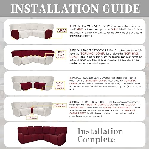 Miniatura 131 de Fundas 100% impermeables para sofá reclinable seccional, fundas para sofá reclinable en forma de L, funda para sofá seccional de esquina en forma de