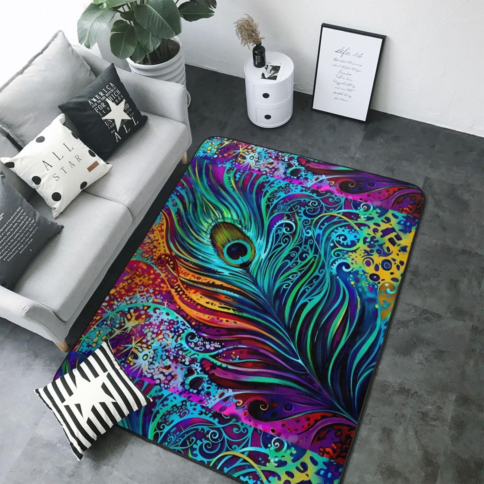 Kolorowa gąbka z piór antypoślizgowa chłonna mata podłogowa 203 x 148 cm, do dekoracji wnętrz parapetówka nowy dom prezent