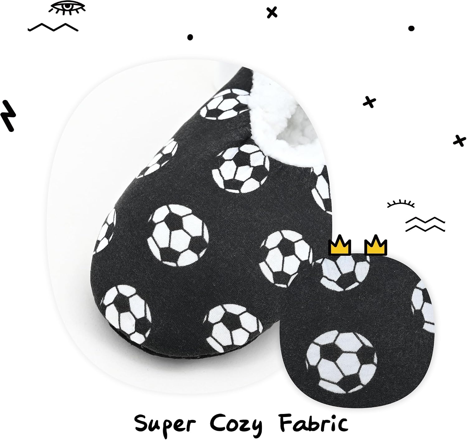 Boys Fuzzy Slipper Socks Non-Slip Grippers Soft Sole Indoor Shoes | Soft fuzzy fabric, non-slip gripper sole, soft warm house slipper socks for boys