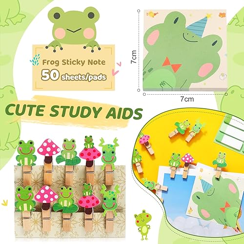 Miniatura 5 de Crtin 69 piezas de lindo conjunto de notas adhesivas, bolígrafo de dibujos animados, etiquetas adhesivas, clip de papel, notas adhesivas