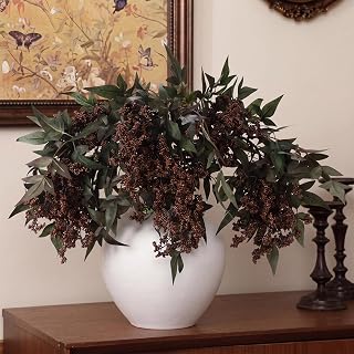 Zeyune 3 Pcs Artificial Berry Stems 35 Inch Brown Fall Decor