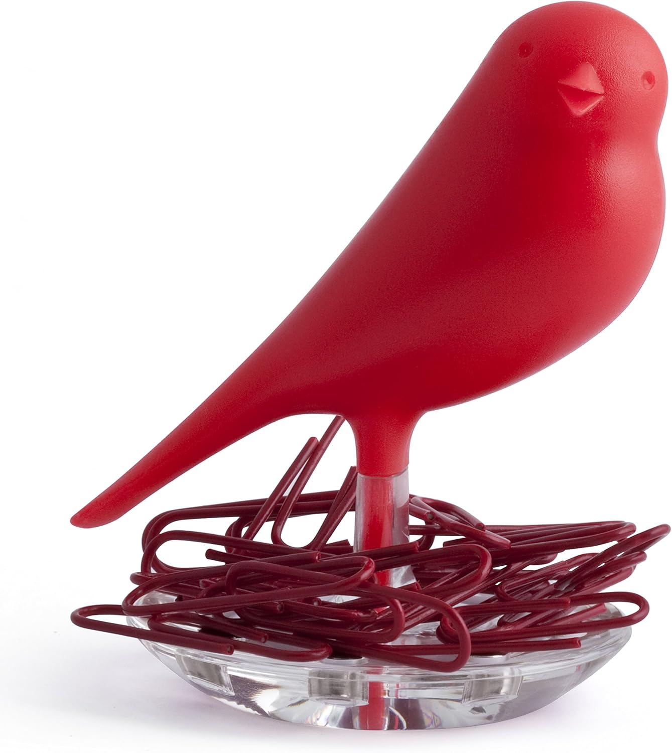 Qualy Nest Sparrow Paper Clip Holder - Red