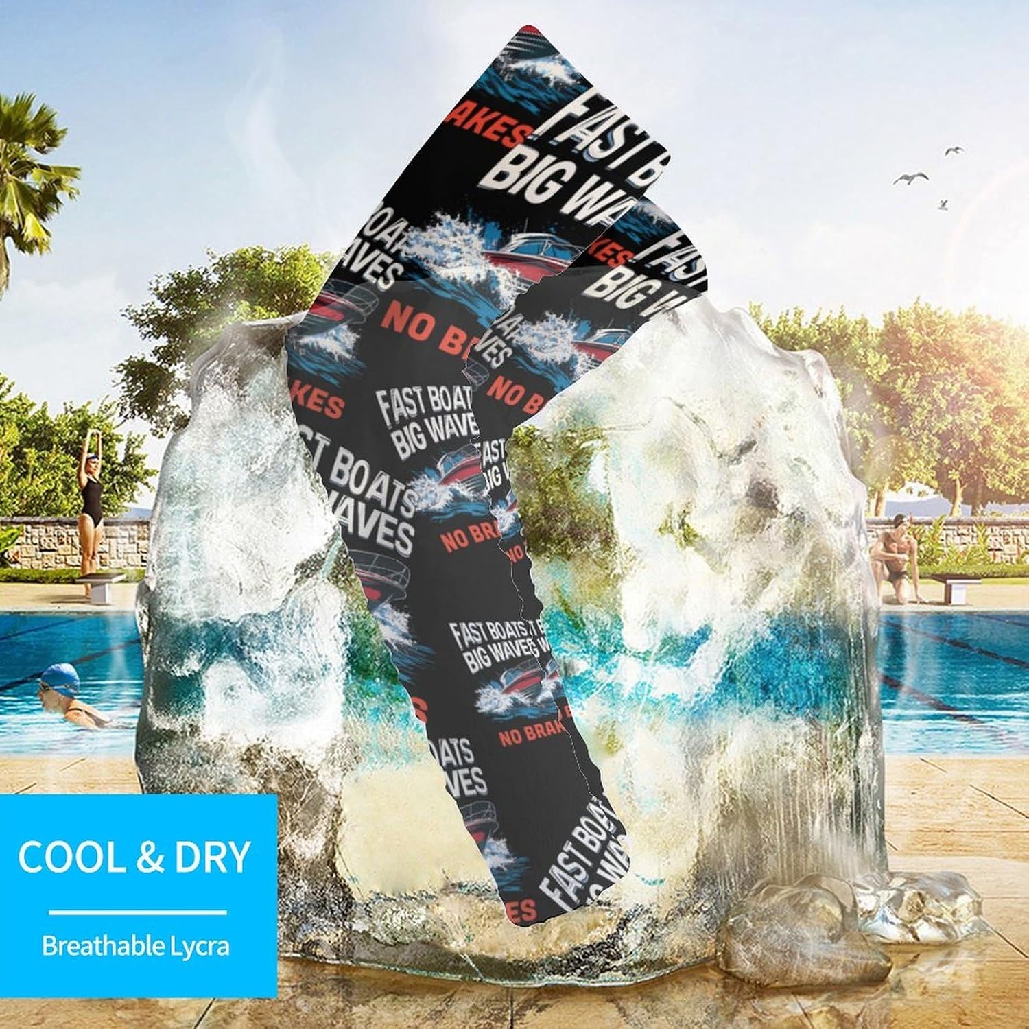Funny Motorboating Arm Sleeves Cooling Sun Protection Sports Compression for Golf Basketball
