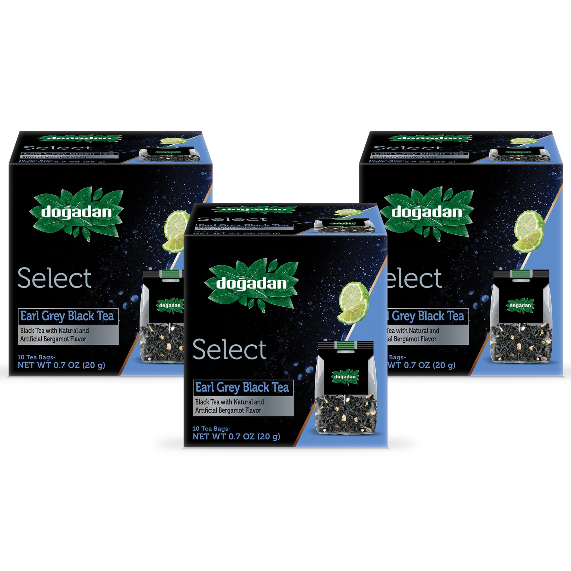 Dogadan Select Earl Grey, Premium Black Tea with Bergamot Flavor & Fruit Pieces, Caffeinated, Individually Wrapped Tea Bag Sachets, 10 Count (Pack of 3)
