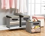 DECOMOMO Boîte de rangement en cube de tissu – Boîtes de rangement avec fenêtre claire, organisateur de placards et rangement pour vêtements (13 cube de pouce, gris) - paquet de 6