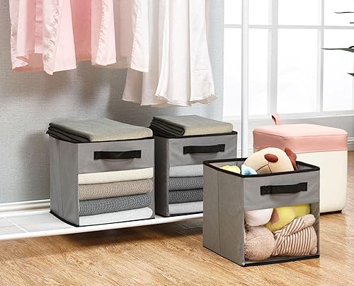 Miniatura 8 de DECOMOMO Contenedores de almacenamiento de cubo de 13 pulgadas  Contenedores organizadores de cubos con ventana transparente, cubos de