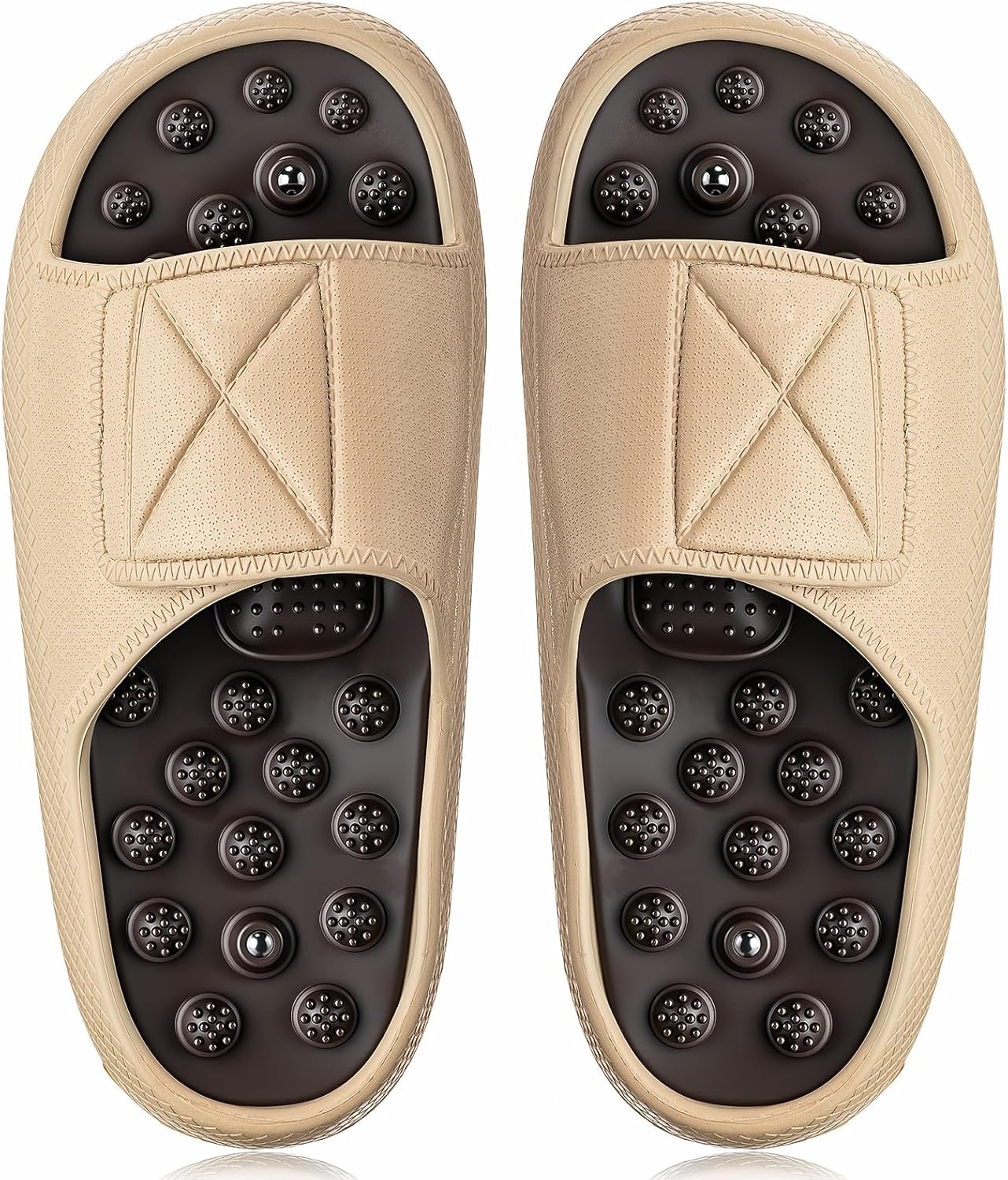 Glitopper Magnetic Acupressure Slippers Massage Slippers Acupressure Foot Shoes Reflexology Sandals Gift for Men Women Reduce Feet Neuropathy Pain Relief(Us Women 8.5-9.5/ Men 6.5-7.5,White)