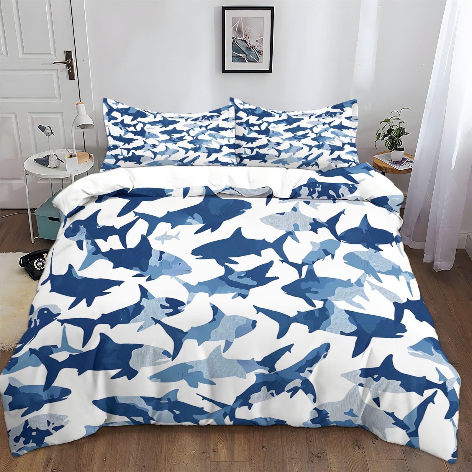 Housse de couette 140x200 cm enfant style marin avec taies faciles à laver