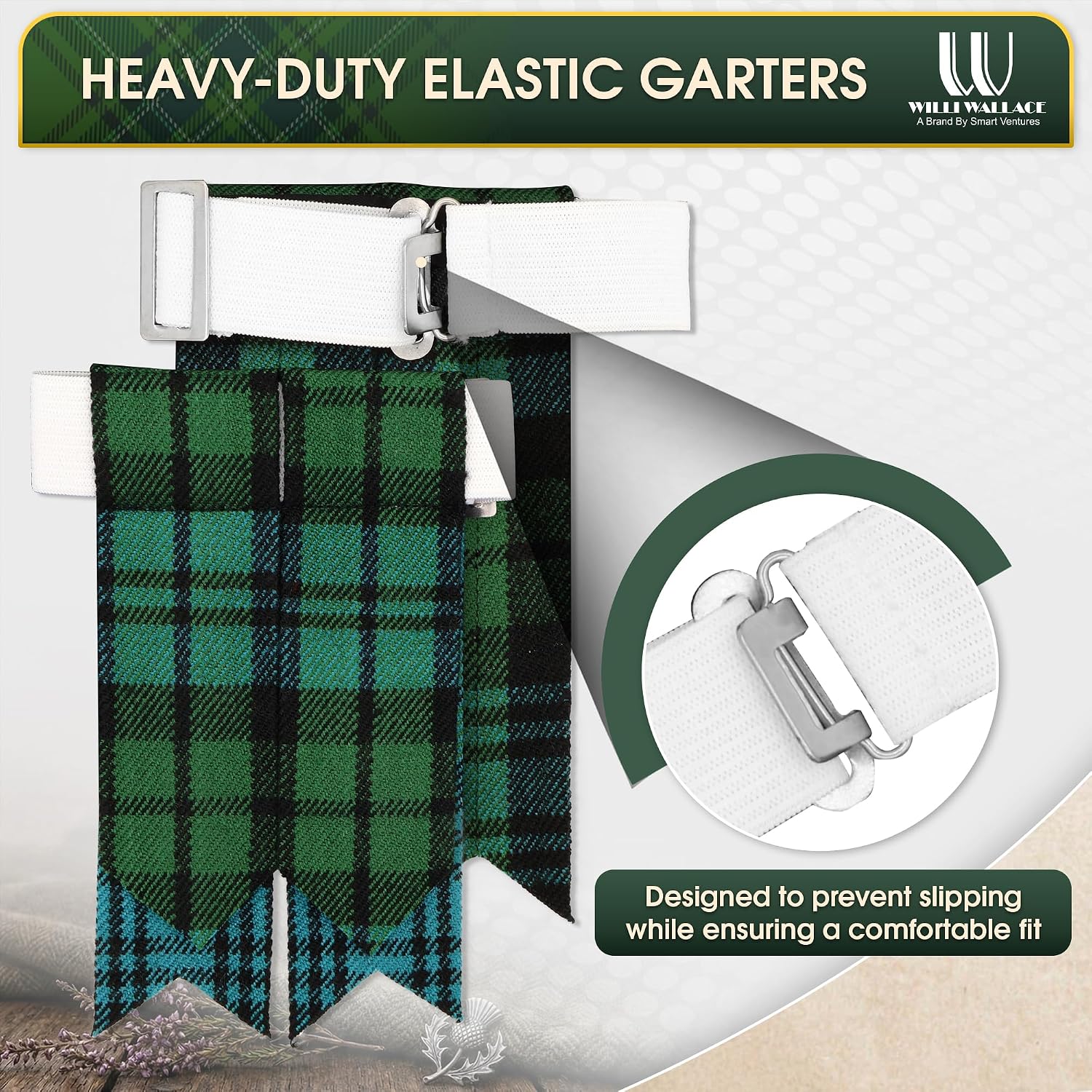 Men's Kilt Flashes with Buckle Adjusters Tartan Kilt Sock Flashes