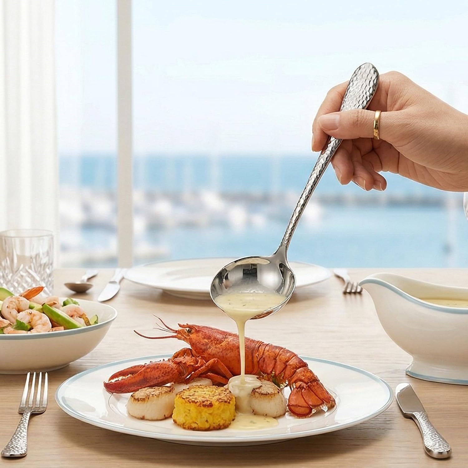 Royalrose Premium LUX Hammered Gravy Ladle (1, 7.5 Inch Gravy Ladle)