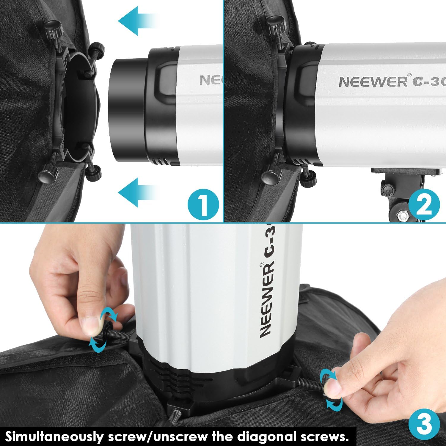Attaching softbox to light source