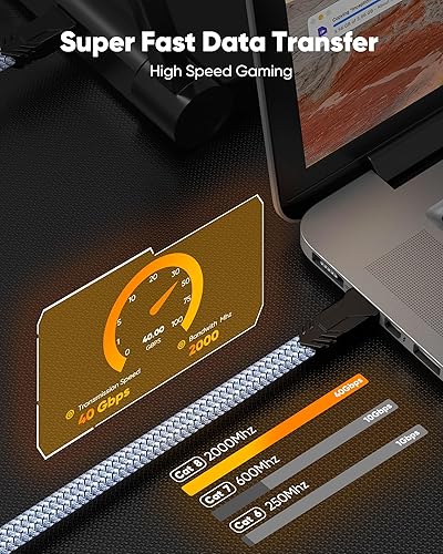 Miniatura 8 de Snowkids Cable Ethernet Cat 8 de 15 pies, señal fuerte, alta velocidad de 40 Gbps 2000 Mhz, cable de red con conector de Internet RJ45 para