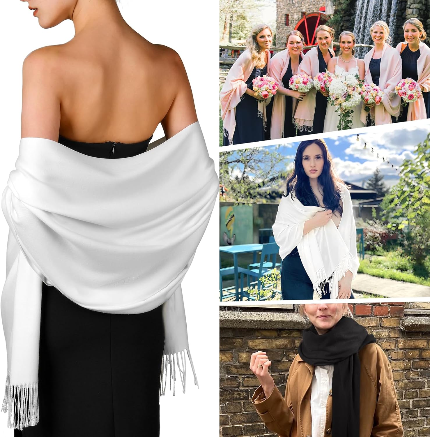 FURTALK Pashmina Shawls and Wraps for Evening Dress Women's Scarf Wedding Bride Bridesmaid Gifts Winter Scarves - Image 3