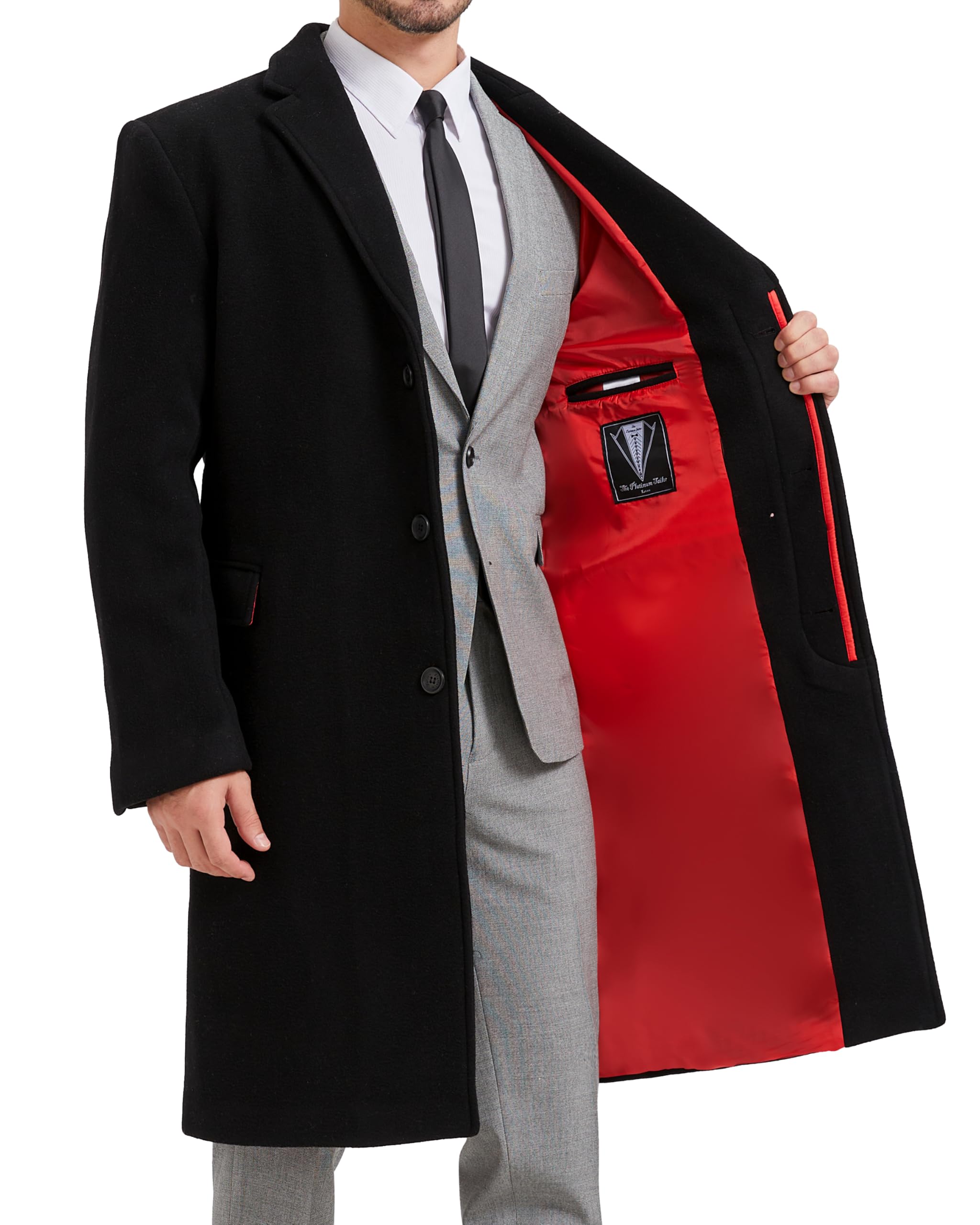 The Platinum Tailor Men's Cashmere Blend Bond Overcoat