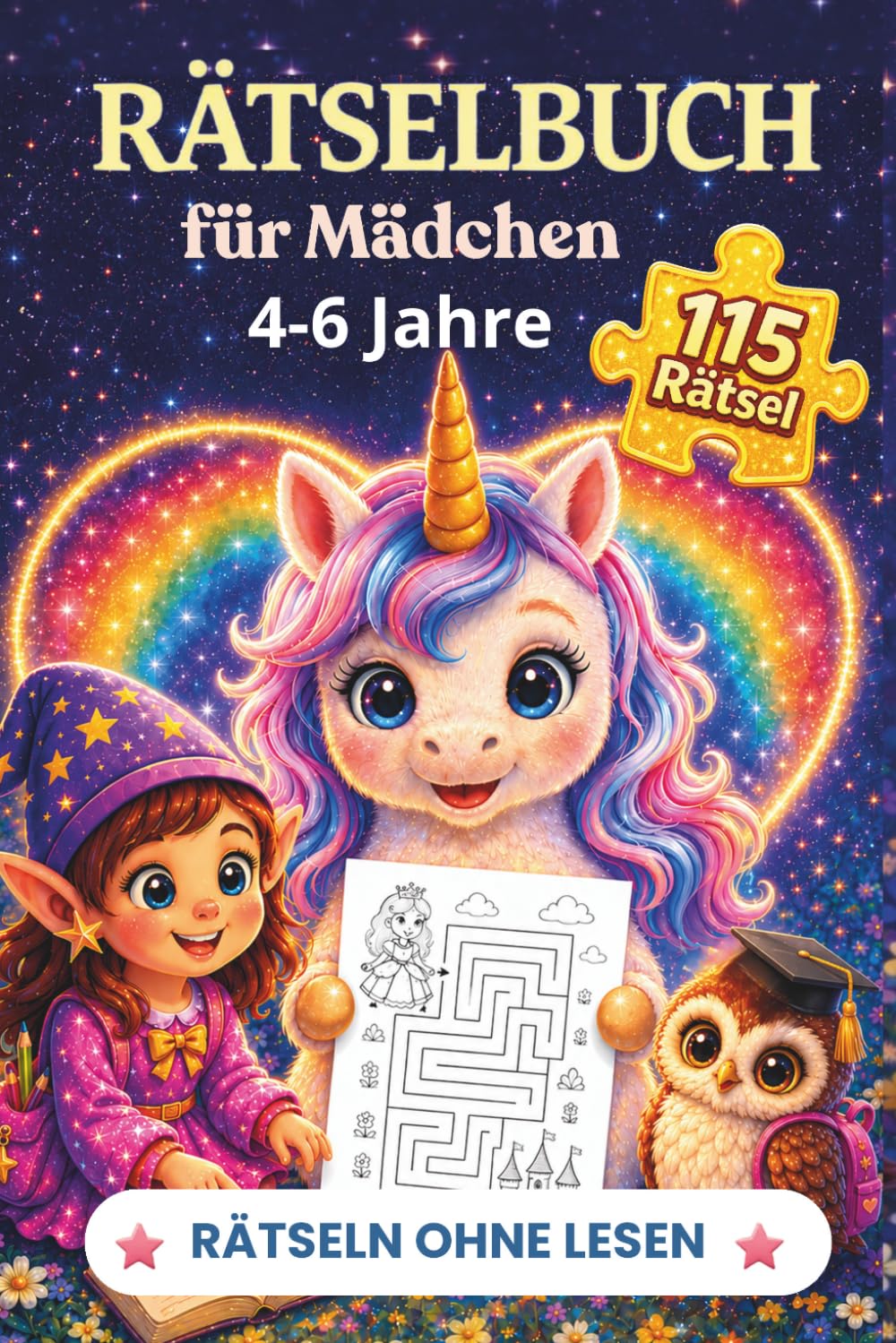 Rätselbuch für Mädchen 4–6 Jahre. Rätseln ohne lesen: Rätselheft für unterwegs für Kinder im Kindergarten, in der Vorschule und in der 1. Klasse. ... – Rätselspaß für die Ferien und unterwegs)