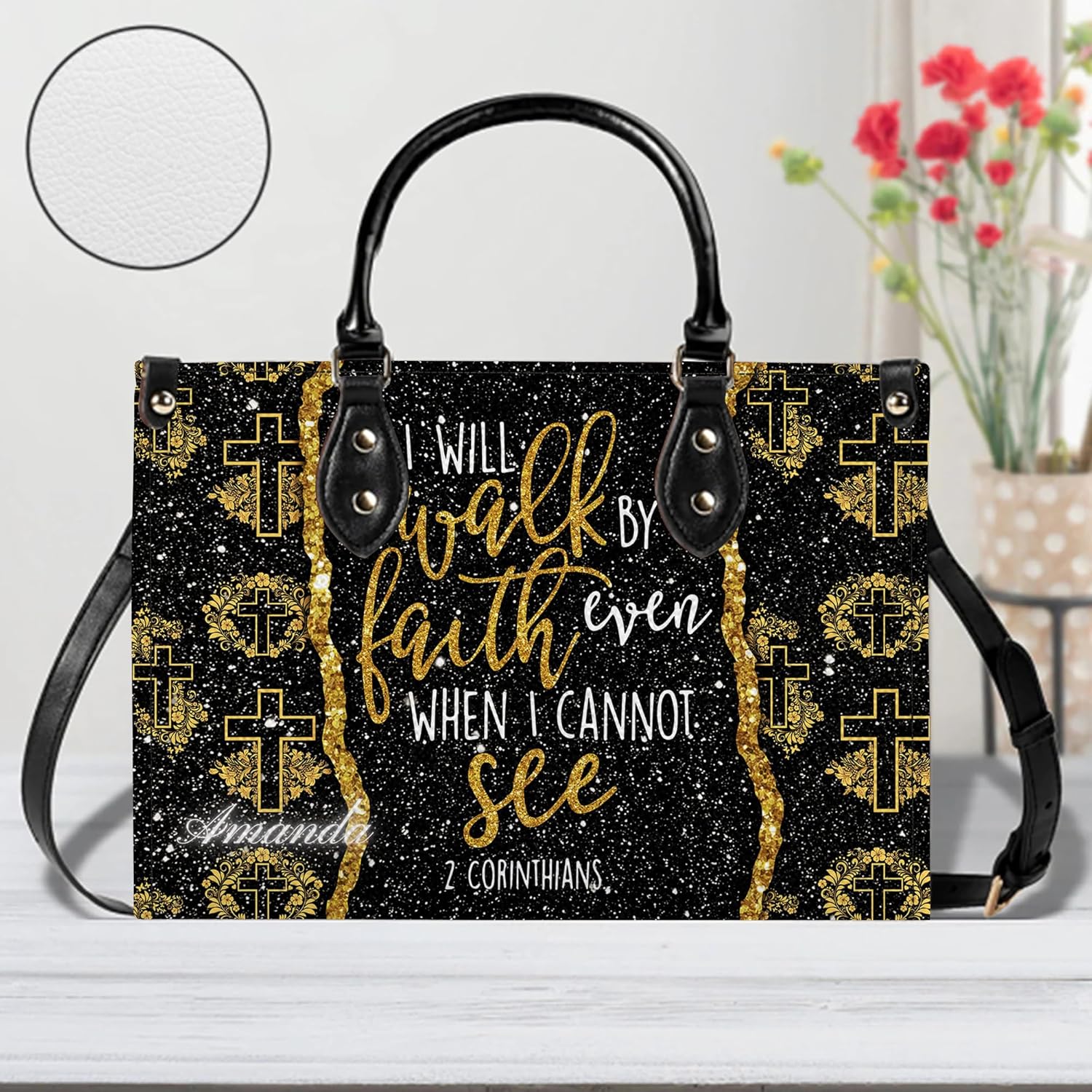 Personalized Christian Handbag Set – Scripture Bible Verse Leather Tote & Wallet, Faith Gift for Women, Mom, Friend