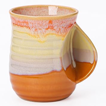 Mkour 21oz Large Ceramic Coffee Mugs, Handmade Tea Cups with Comfortable Handle for Office and Home, Microwave and Dishwasher Safe Orange