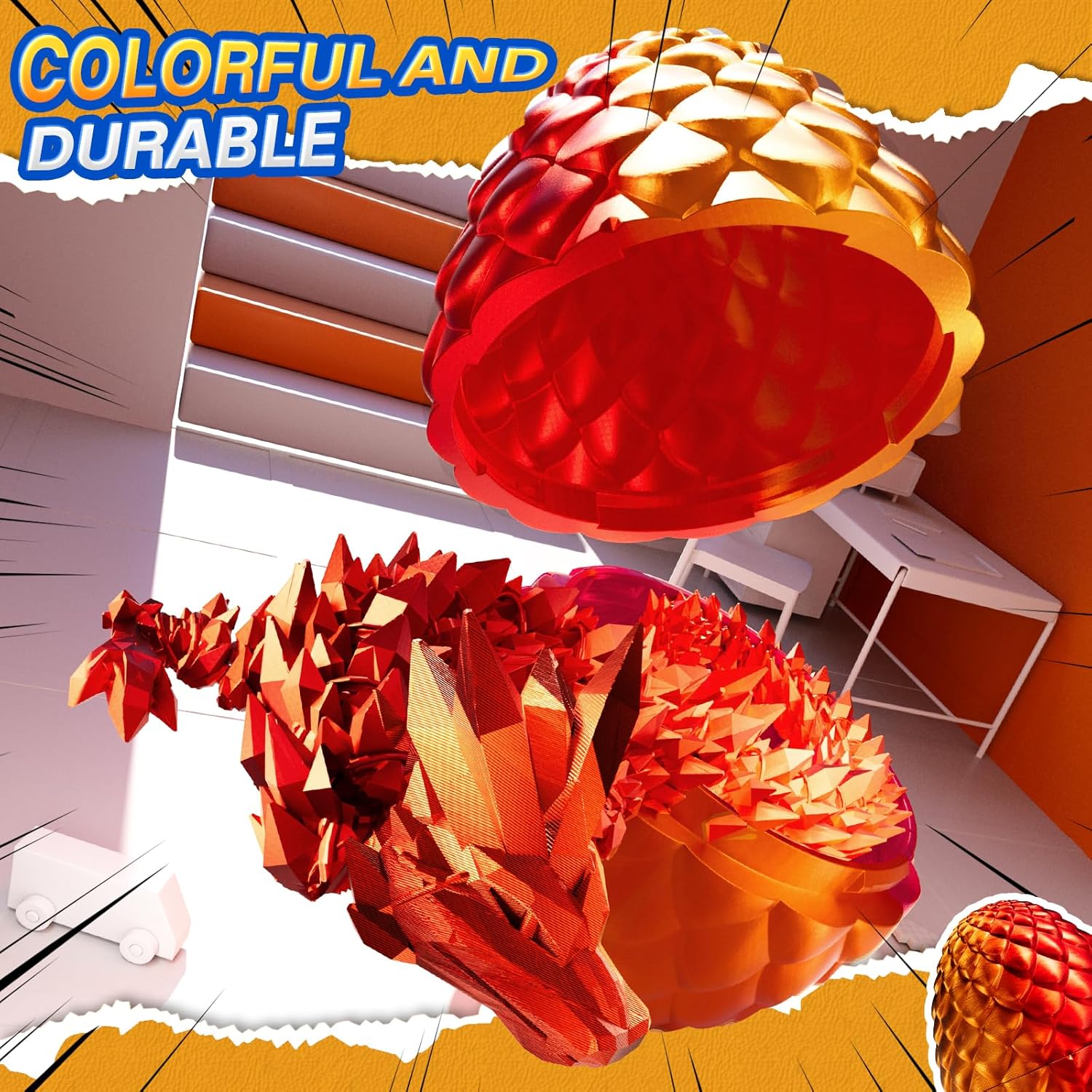 3D Printed Dragon Eggs with Dragon Inside, Easter Basket Stuffers for Kids, Prefilled Easter Dragon Eggs with Dragon Toy, Articulated 3D Printed Animals Fidget Gifts Toys for Boys Girls 3-8
