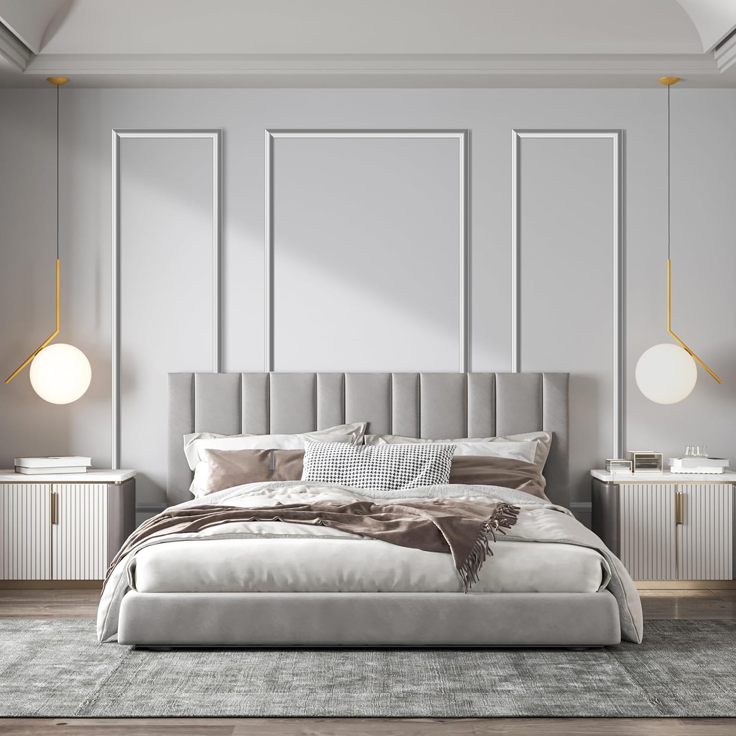 Sunnyglade 3 Frame Pre-Cut Wall Molding kit, Ready to Assemble Wainscoting Panels for Interior Wall Décor, Bedroom Living Room Office Accent Wall - Easy Installation with Glue (3)