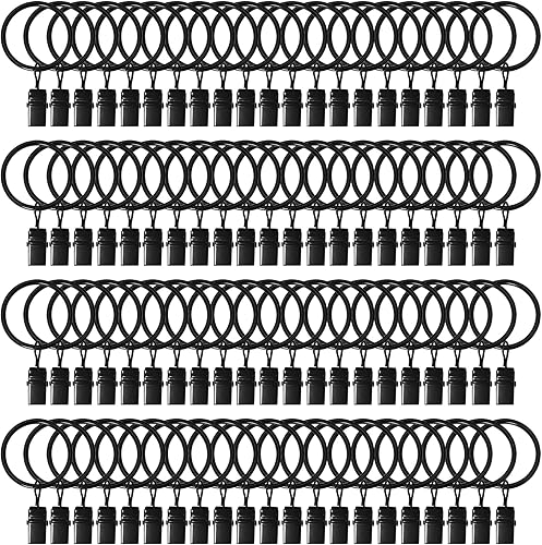 Paquete de 84 anillos de cortina con clips de 1.26 pulgadas de diámetro interior, anillo de cortina de metal con clips compatibles con cortineros de