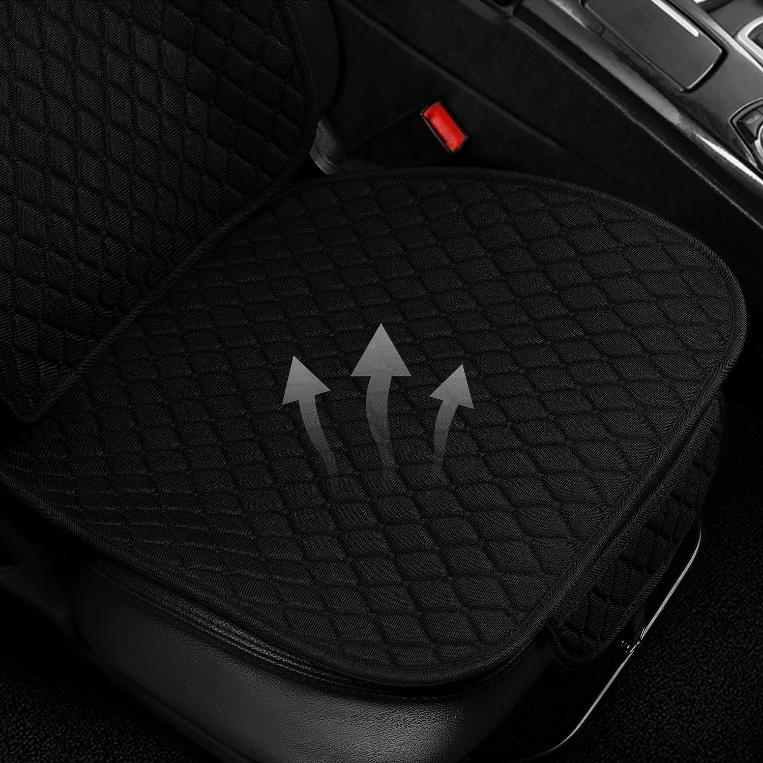 Linen Car Seat Covers Front Seat Covers, Breathable Cloth Fabric Car Seat Protector with Storage Pocket Anti-Slip Car Seat Protector Universal Fit for 98% Cars SUV Trucks (2Pack Black)