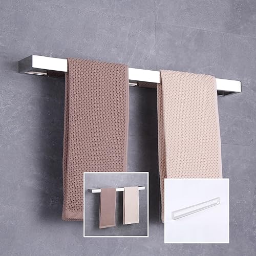 Miniatura 8 de GERZWY Toallero de baño de 24 pulgadas, de acero inoxidable, estilo contemporáneo, montaje en pared, acabado pulido HG1701(60)-JG
