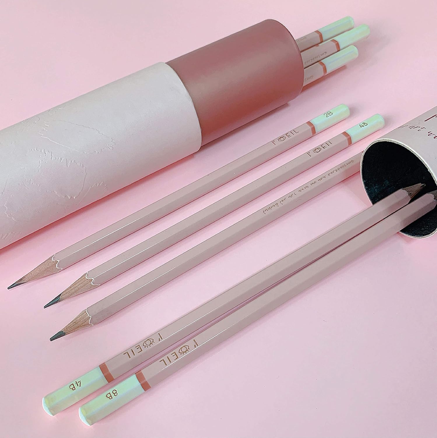 L'oeil Professional Soft Graphite Sketching Pencils Set of 12 (Selected 3H-10B) in Incense Cedar Wood for Pencil Drawing, Sketching, Shading for Beginners & Pros (Pink)