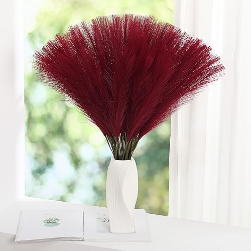 Miniatura 8 de 30 piezas de hierba de las pampas negra - Decoración de hierba de las pampas artificial de 24 pulgadas, hierba de las pampas artificial corta para A