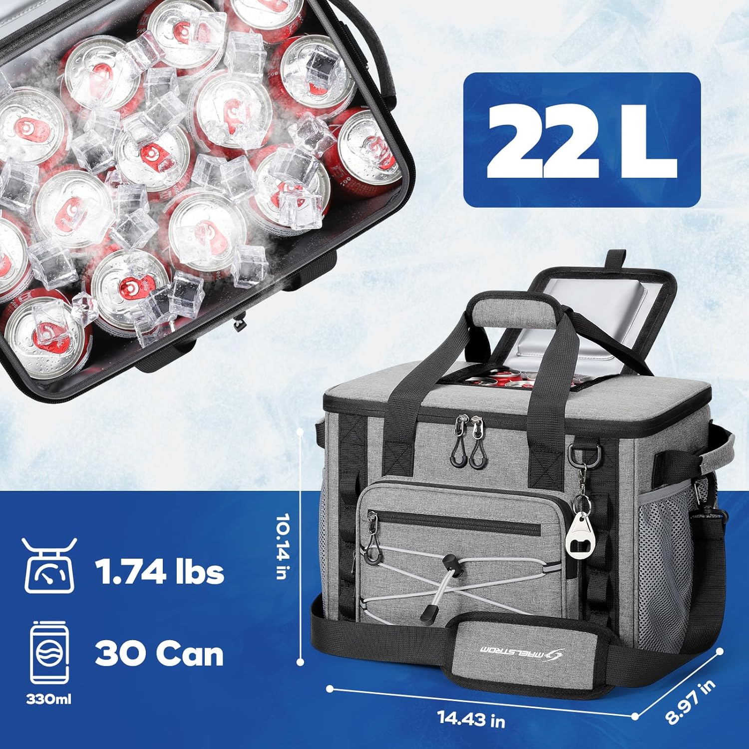 Maelstrom Soft Sided Cooler Bag, 30/40 Can Collapsible Insulated Ice Chest, Large Leakproof Portable Storage for Camping, Travel, Kayaking & Beach - Image 5