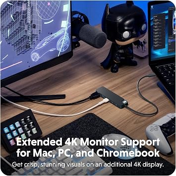 HyperDrive Flex 5-Port USB C Hub Multiport Adapter for Crisp Visuals, Fast Transfers, Charging HDMI 4K30Hz, 100W Power Delivery, 5Gbps, 2X USB-A Windows, Chrome, Mac (Black)