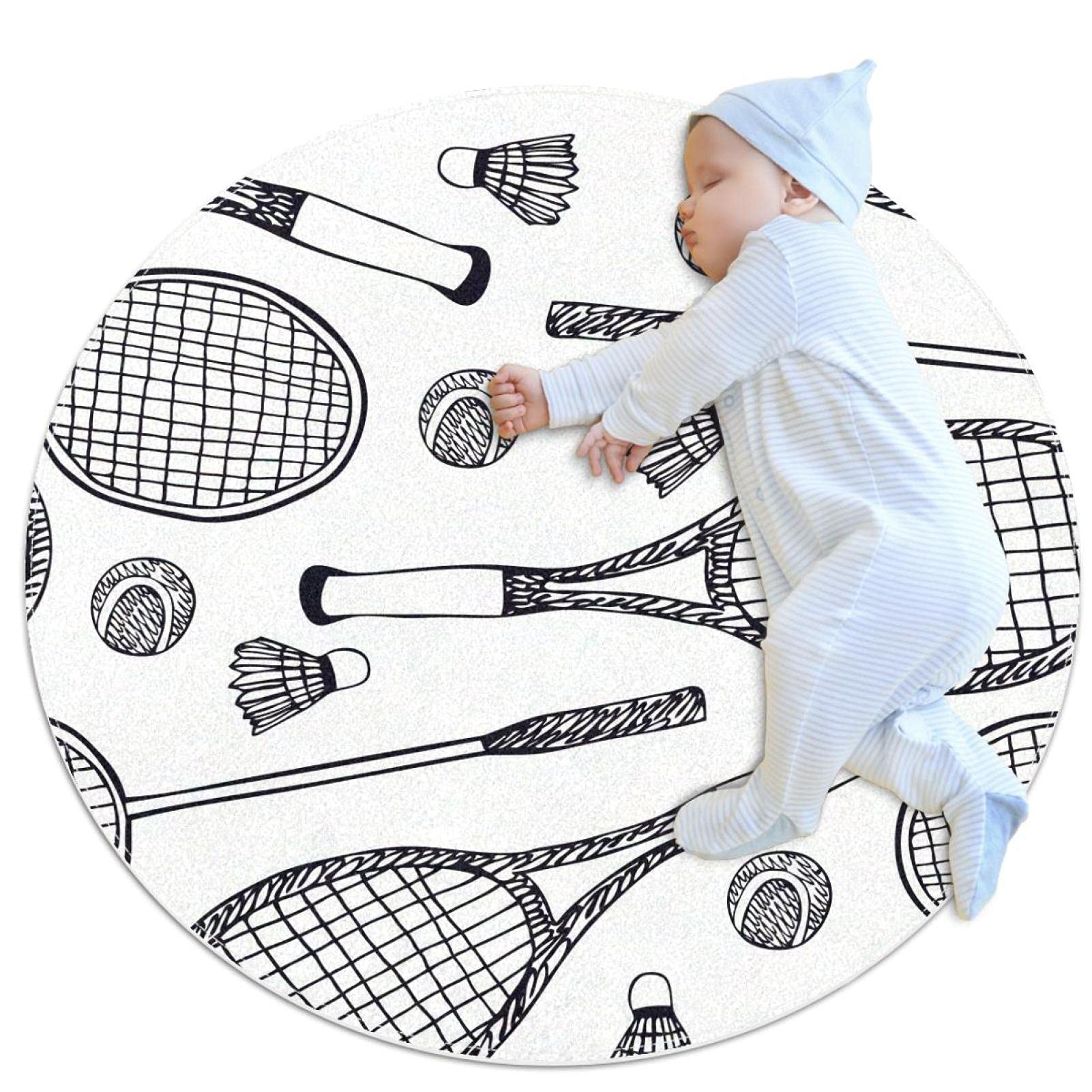 Tapis de salle de bain blanc rond 1m antidérapant chambre enfant tapis de douche