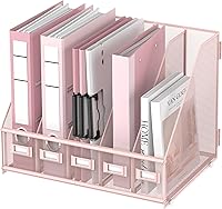 Vista 9 de DALTACK Organizadores de escritorio de metal para revistas, con 5 compartimentos verticales, carpeta de almacenamiento, organizador para oficina