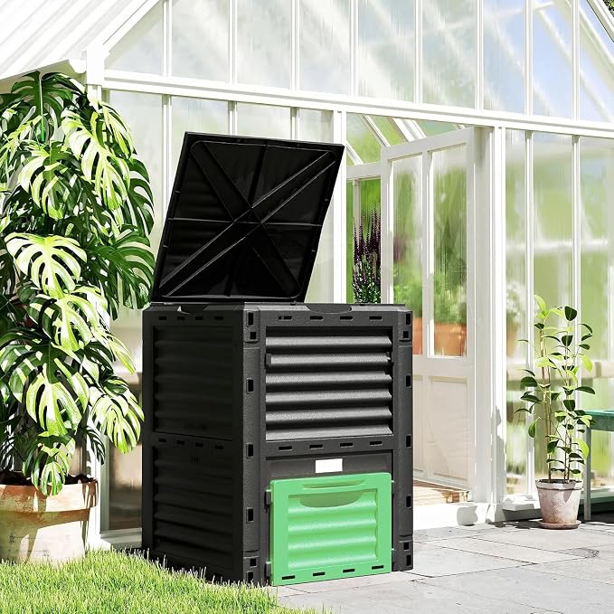 Compostera de jardín rectangular 80 gal verde miniatura 4