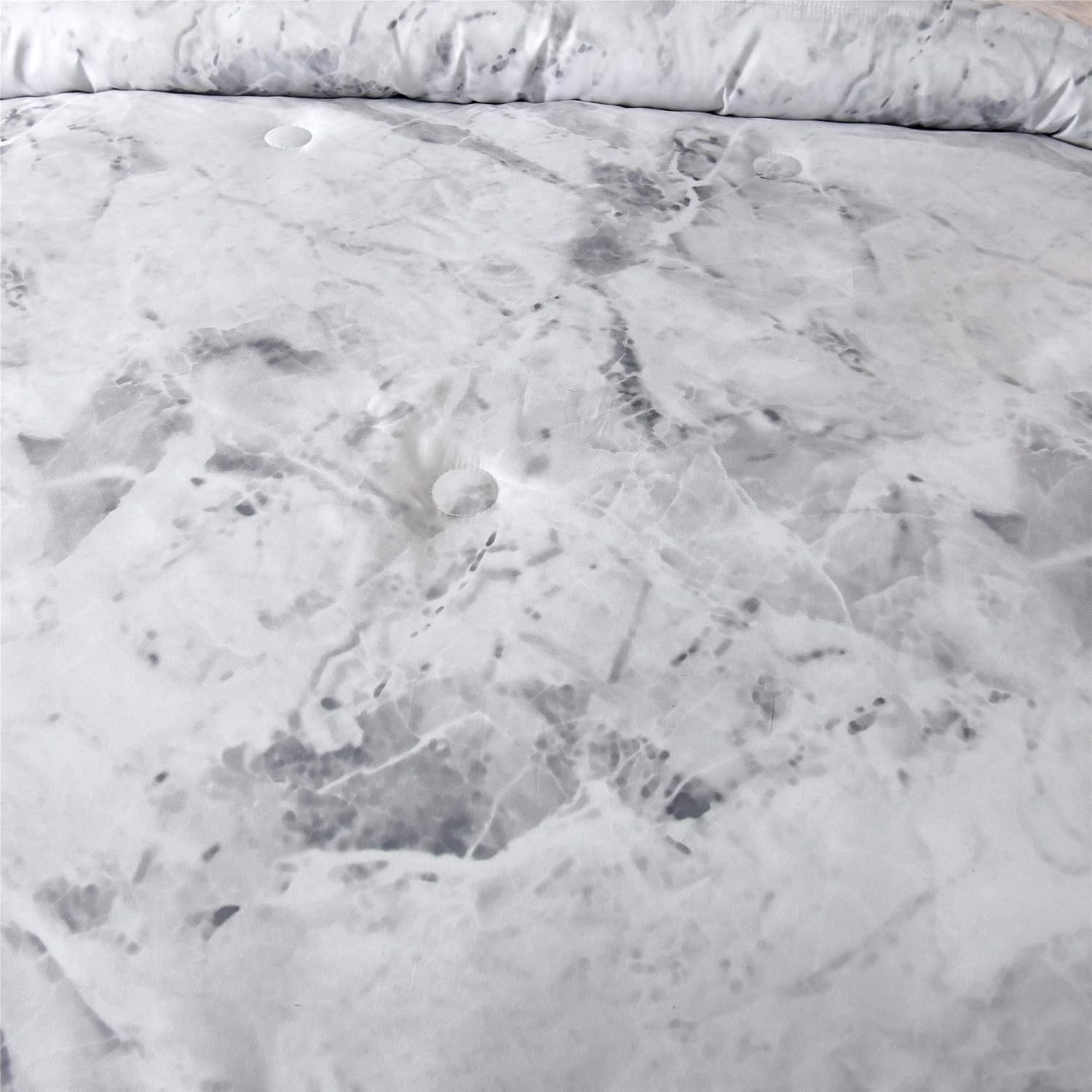 A Nice Night Closure-Printed Marble Pattern Ultra Soft Comforter Set Bed-in-a-Bag,Queen (New-Grey, Queen)