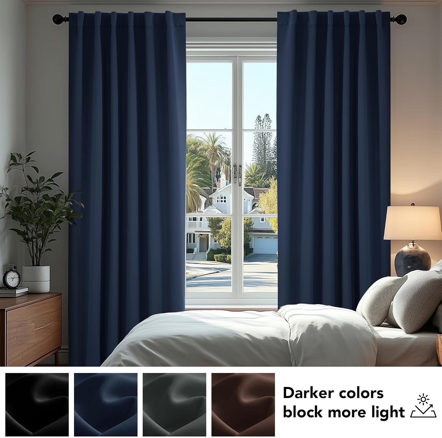 Deconovo Blackout Curtains, Thermal Insulated, W70 x L108 2 Panels, Back Tab, Machine Washable, Room-Darkening Drapes for Bedroom/Living Room Navy Blue