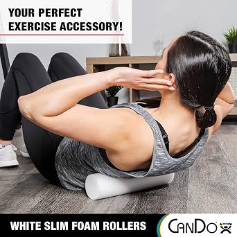 CanDo Slim White PE Foam Rollers for Exercise, Fitness, Muscle Restoration, Massage Therapy, Sport Recovery and Physical Therapy for Home, Clinics, Professional Therapy 3 x 36 Round
