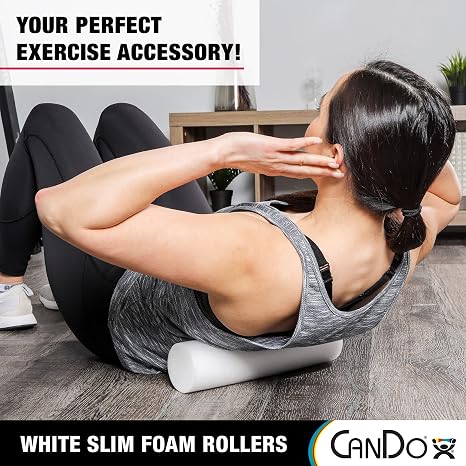 CanDo Slim White PE Foam Rollers for Exercise, Fitness, Muscle Restoration, Massage Therapy, Sport Recovery and Physical Therapy for Home, Clinics, Professional Therapy 3 x 36 Round