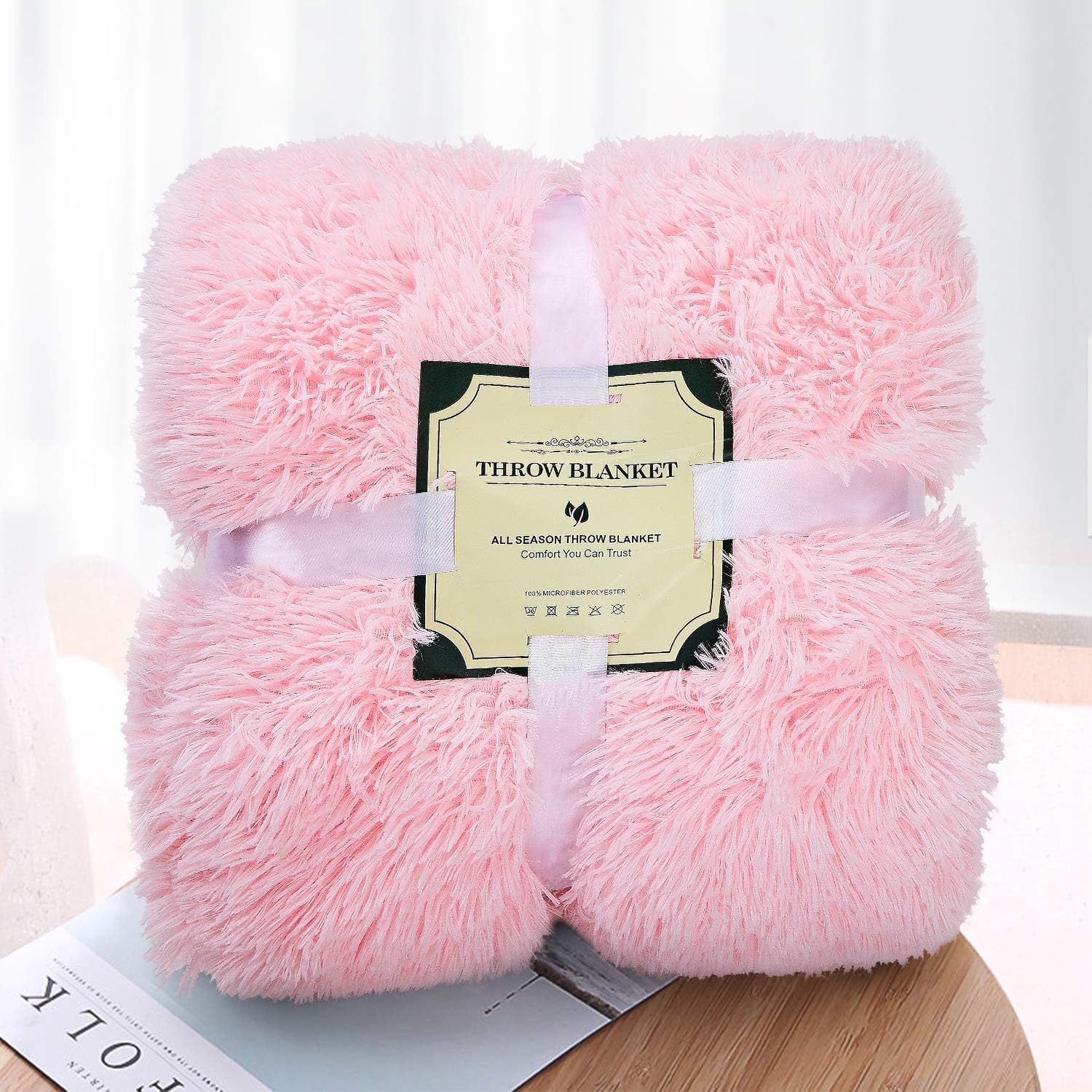 BENRON Baby Pink Throw Blankets, Soft Shaggy Plush Sherpa Blankets, Cozy Lightweight Fluffy Faux Fur Blankets for Bed Couch Sofa Washable, 60"x80"