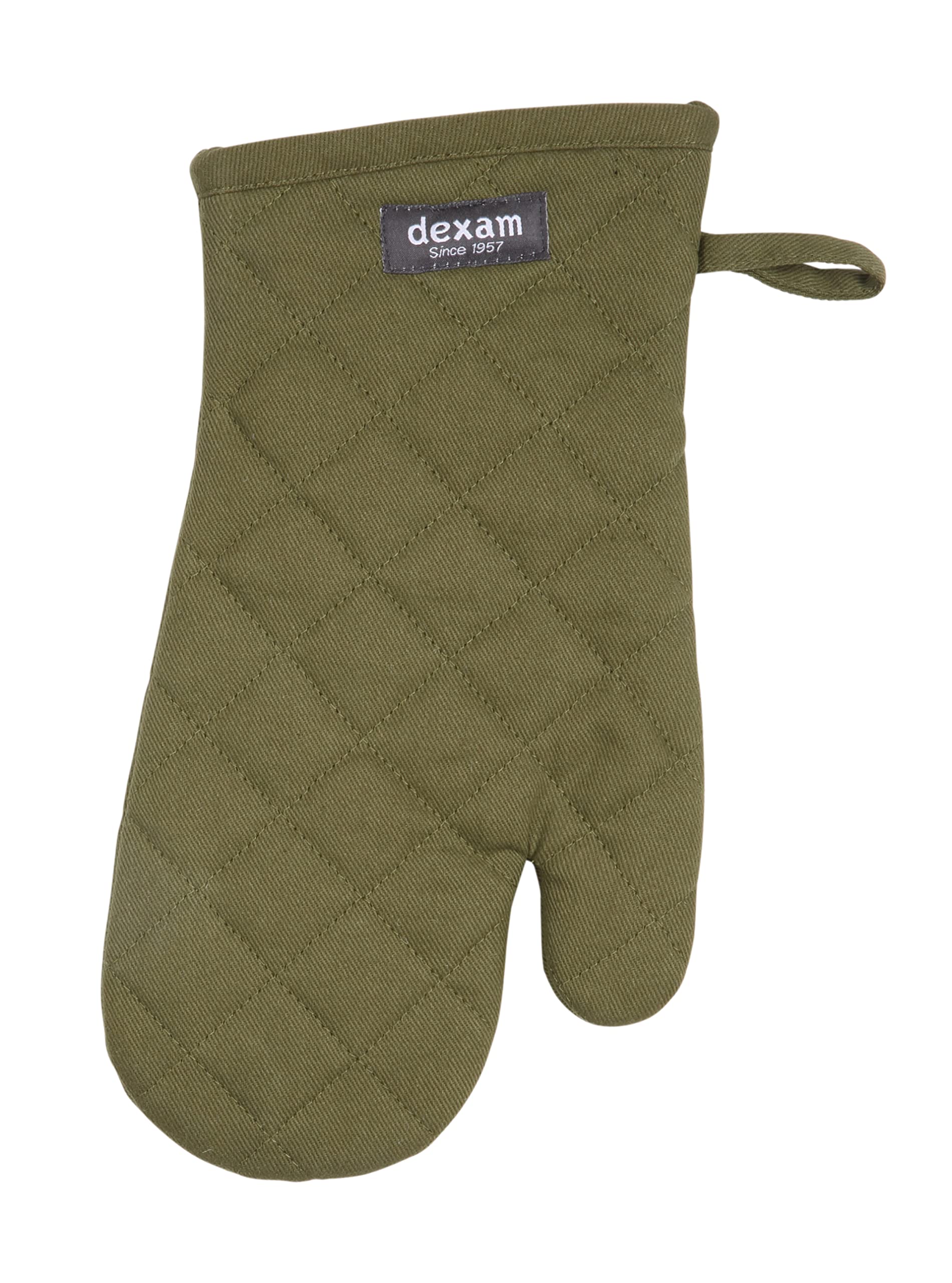 Dexam Single Oven Glove Love Colour 100% Cotton Olive Green