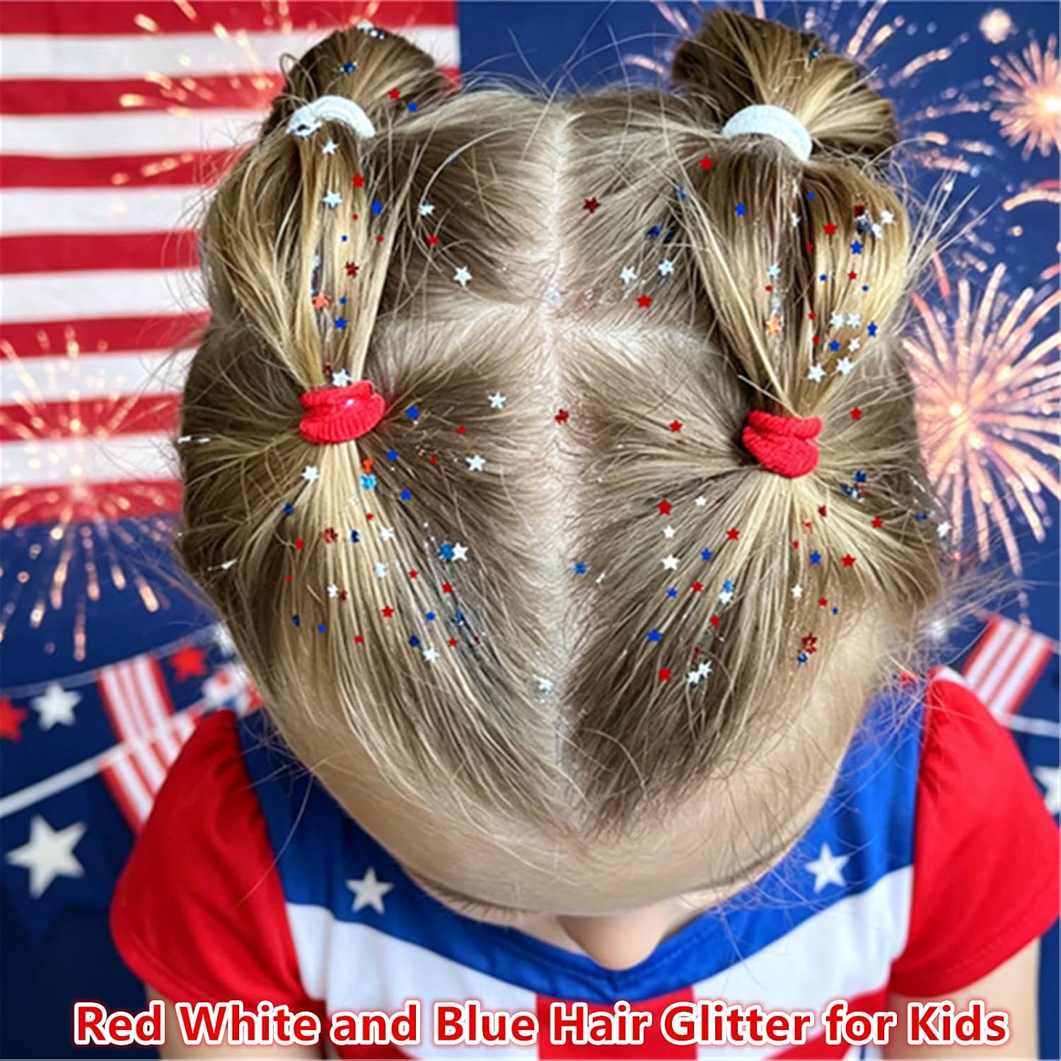 Go Ho Star Face Body Hair Glitter Gel,4th of July Outfits and Accessories for Women Kids,Patriotic Red White and Blue Glitter Stick,USA Flag Sparkle Makeup for Independence Day 250 Anniversary
