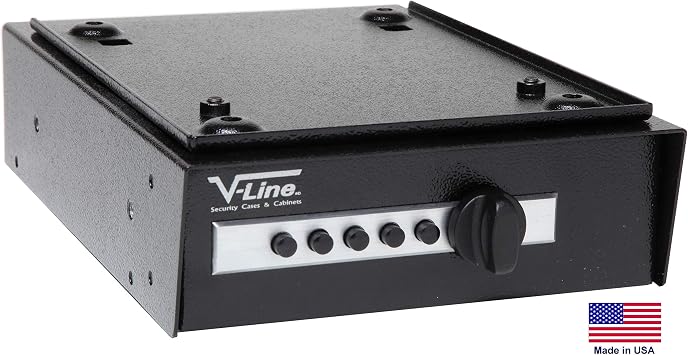 Desk Mate Keyless Security Box 2597-S with Quick Release Mounting Bracket, Simplex Lock, Black, Made in USA