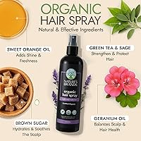 Vista 2 de Nature's Brands Spray orgánico para el cabello, 8 onzas, laca para el cabello no tóxica enriquecida con biotina con té verde, salvia y aceite