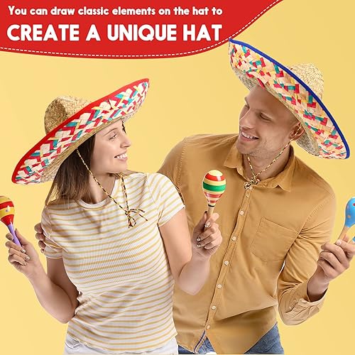 Miniatura 4 de 12 sombreros para adultos, sombrero de fiesta para hombres y mujeres con correa de barbilla, sombrero mexicano, fiesta de disfraces mexicanos
