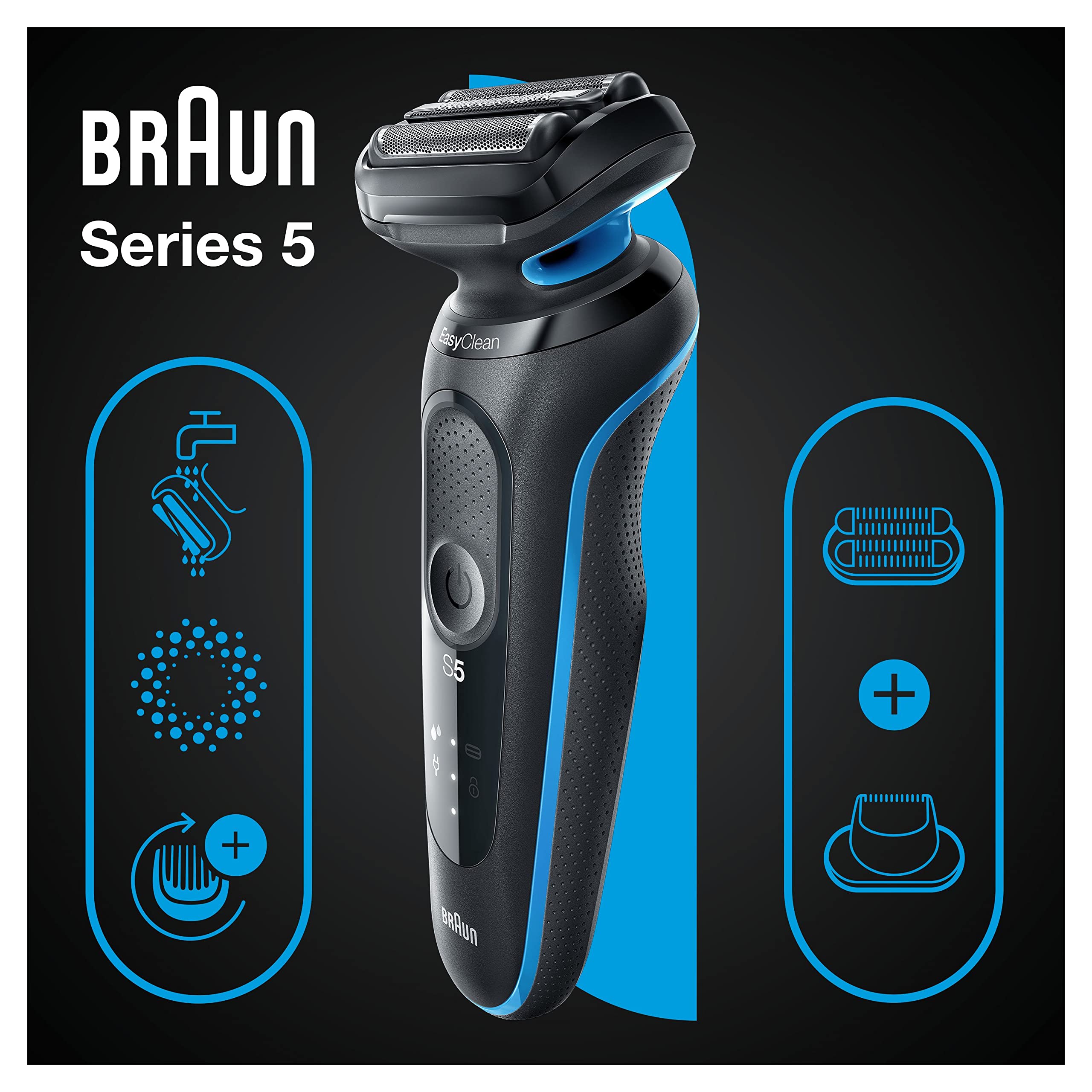 Braun Series X, Tondeuse hybride électrique pour hommes, visage et corps, avec 5 peignes, lame 4D innovante, + rasoir avec sabot bidirectionnel et tête flexible pour un rasage rapide