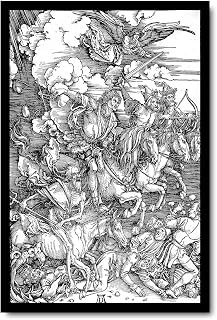 Canvas Painting Posters and Prints Wall Art Pictures Four Horsemen Of The Apocalypse Vintage Reproduction Albrecht Durer Wall Art Print Home Decor Suitable for Living Room Bedroom Office Decoration 8x12inch Solid wood