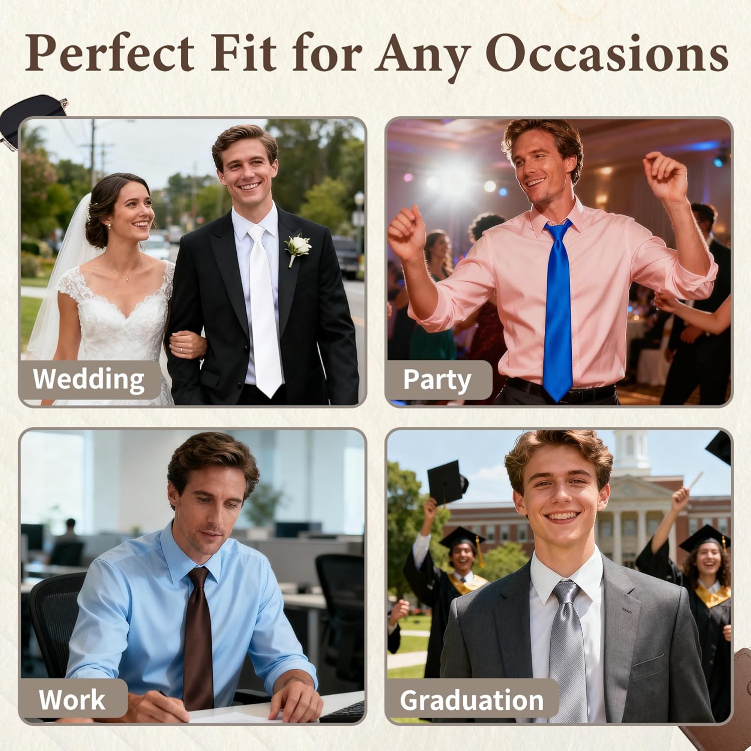 FIXSMITH Ties for Men, Solid Color Neckties, Mens Black Tie, Neck Ties Formal for Wedding, Business, Party - Image 4