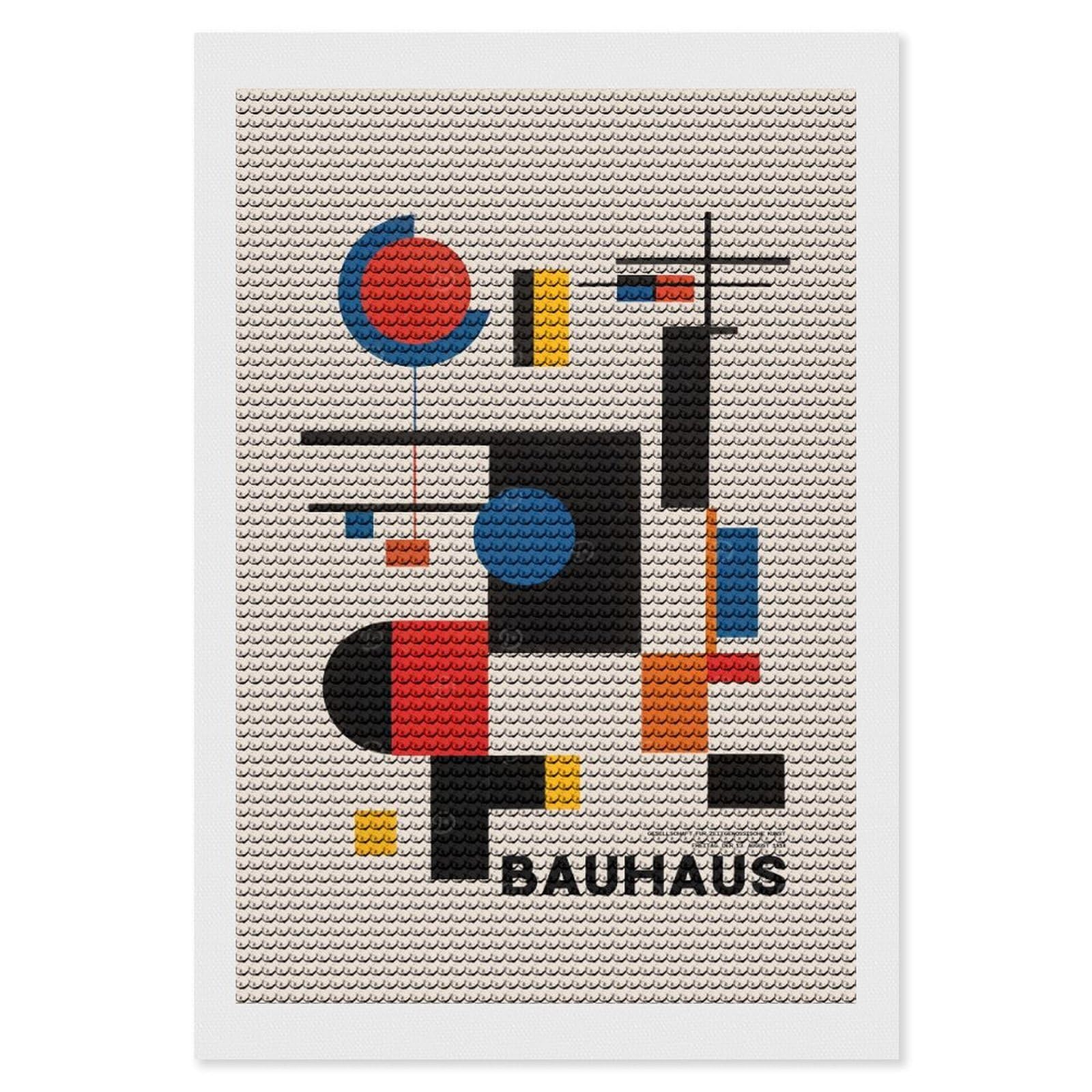 Junmoney Bauhaus Geometric Diamond Painting Canvas Set 8"x12", Mindful Craft Activity, Nice Detail and Sparkle, Farmhouse Decor, Birthday Gift